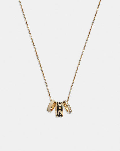 Signature Enamel Rondell Necklace Gold-Black Gold-Black