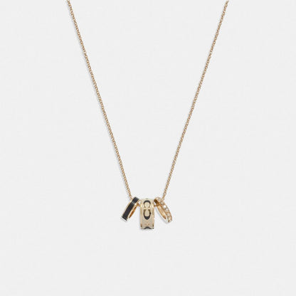 Coach Signature Enamel Rondell Necklace Gold White