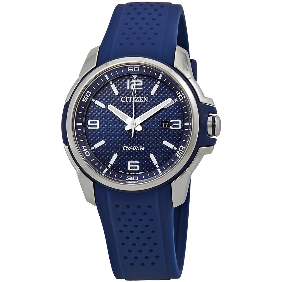 Citizen Ar Blue Dial Blue Polyurethane Eco-Drive Mens Watch