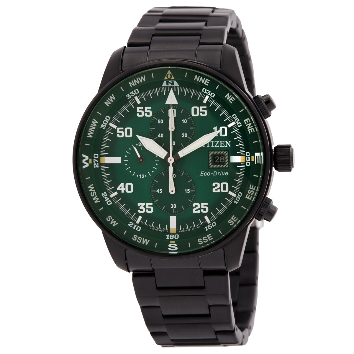 Citizen Aviator Eco-Drive Chronograph Green Dial Mens Watch