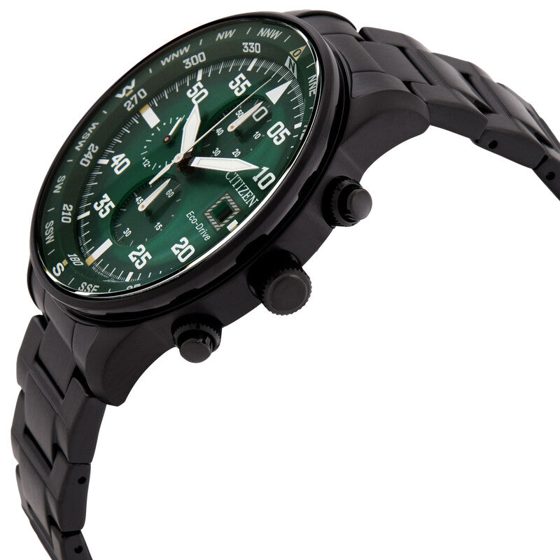 Citizen Aviator Eco-Drive Chronograph Green Dial Mens Watch