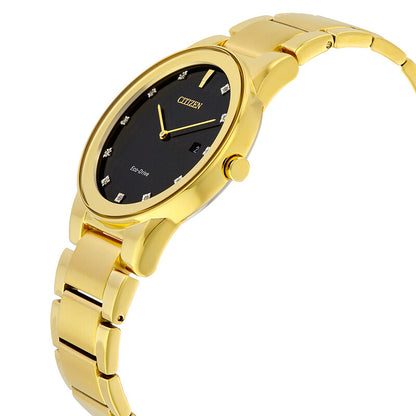 Citizen Axiom Black Dial Gold-Tone Diamond Mens Watch