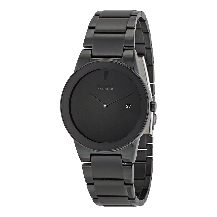 Citizen Axiom Eco Drive Black Dial Black Ion-Plated Mens Watch