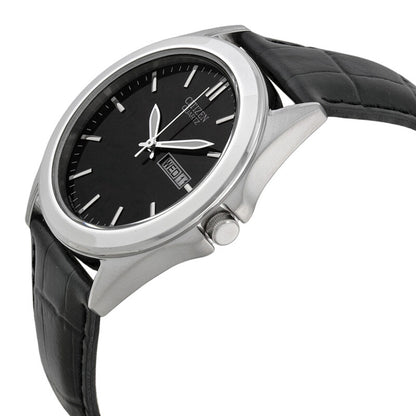 Citizen Black Dial Black Leather Mens Watch