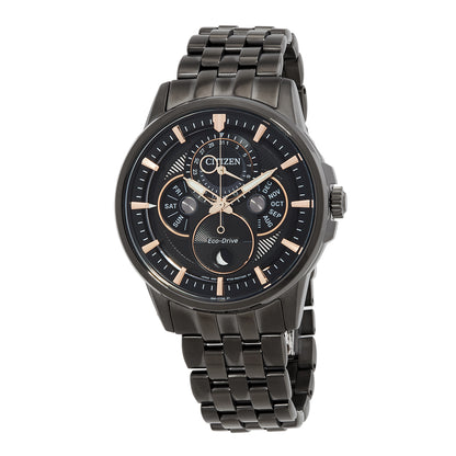 Citizen Calendrier Multifunction Black Dial Black-Plated Mens Watch