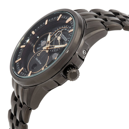 Citizen Calendrier Multifunction Black Dial Black-Plated Mens Watch