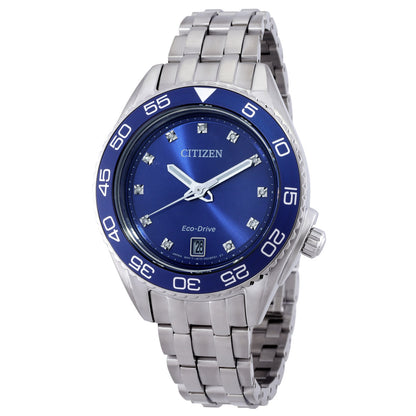 Citizen Carson Eco-Drive Diamond Blue Dial Women's Watch