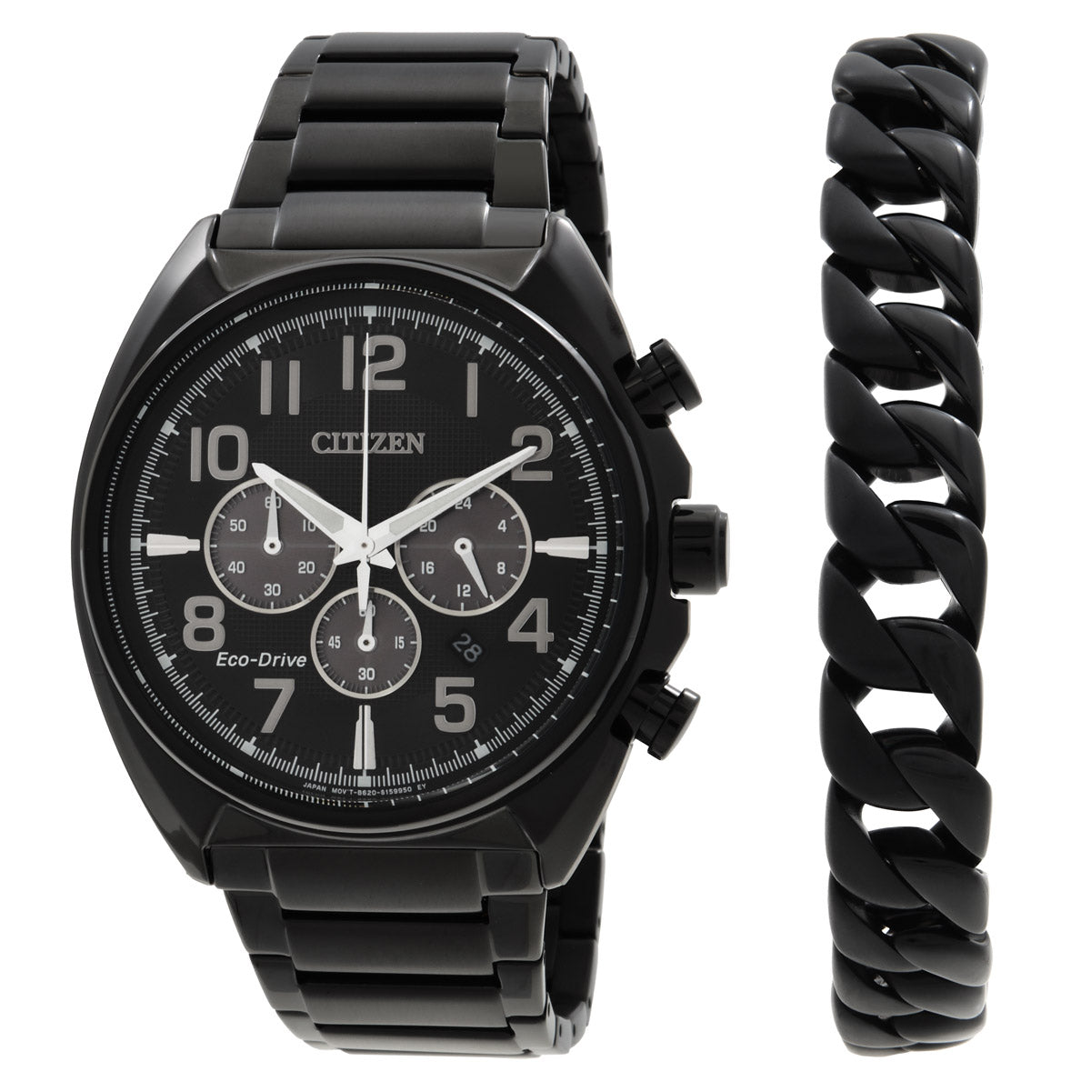 Citizen Chronograph Black Dial Mens Watch And Bracelet Box Set