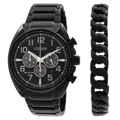 Citizen Chronograph Black Dial Mens Watch And Bracelet Box Set