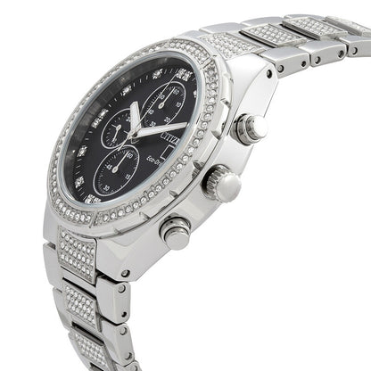 Citizen Crystal Chronograph Eco-Drive Black Dial Mens Watch
