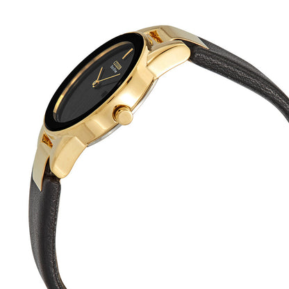 Citizen Eco-Drive Black Dial Black Leather Women's Watch