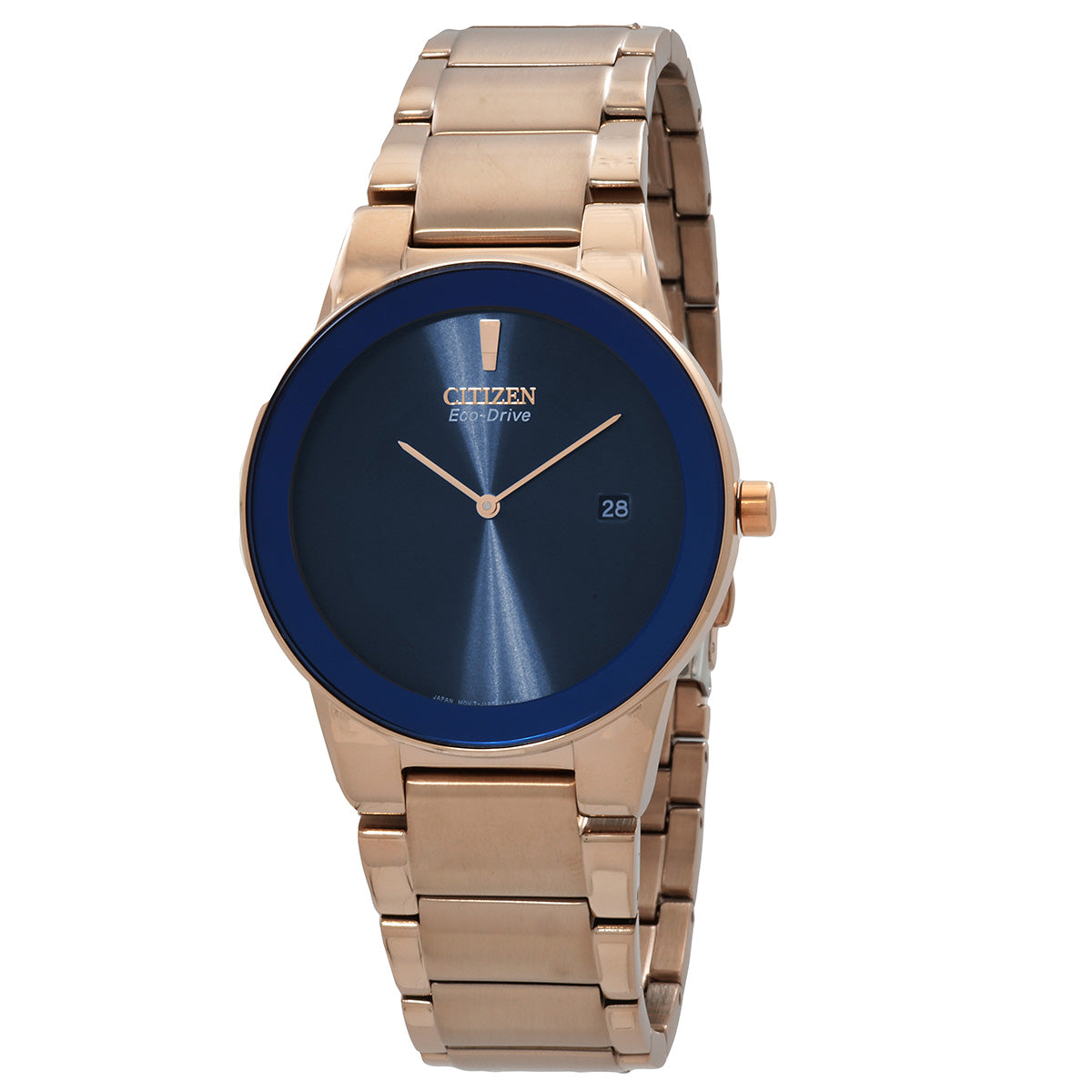 Citizen Eco-Drive Blue Dial Rose Gold-Tone Mens Watch