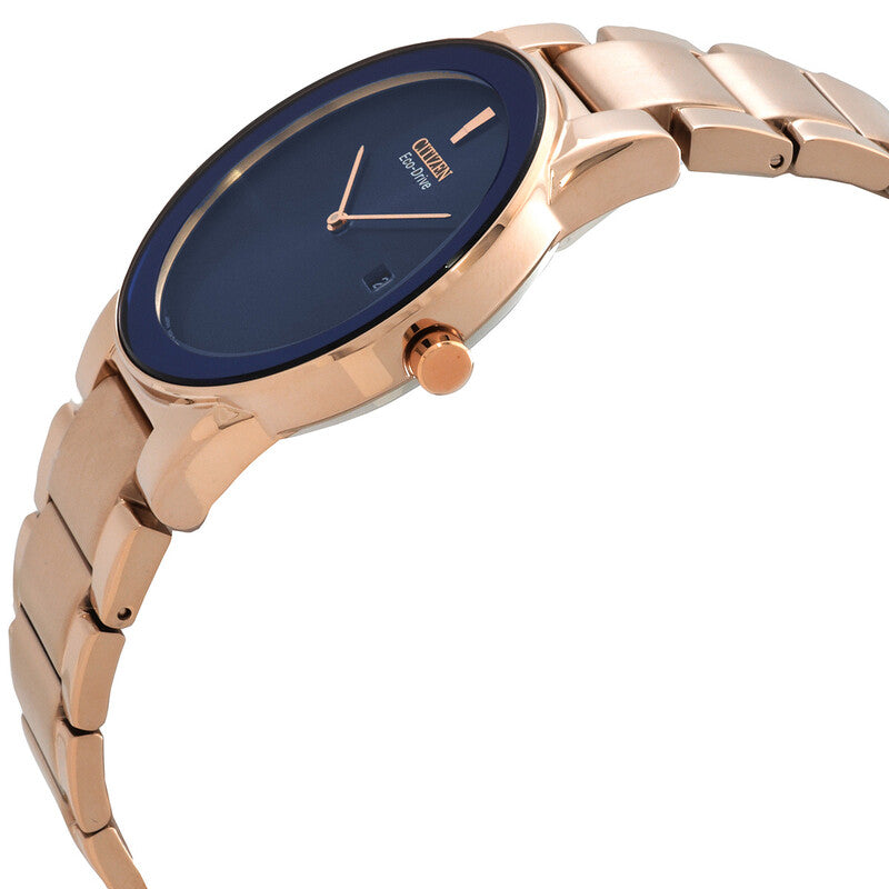 Citizen Eco-Drive Blue Dial Rose Gold-Tone Mens Watch