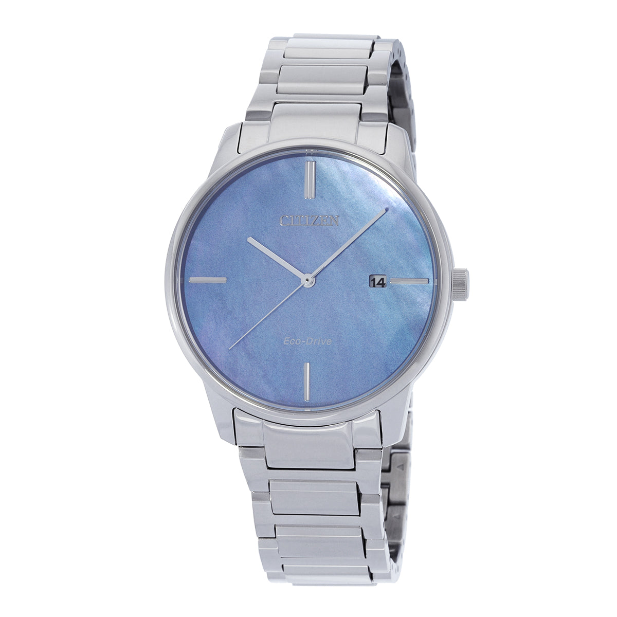 Citizen Eco-Drive Blue Mother Of Pearl Dial Stainless Steel Mens Watch
