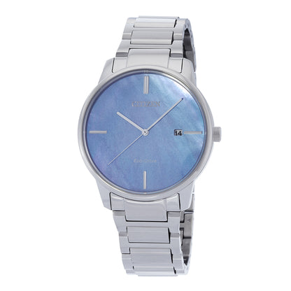 Citizen Eco-Drive Blue Mother Of Pearl Dial Stainless Steel Mens Watch