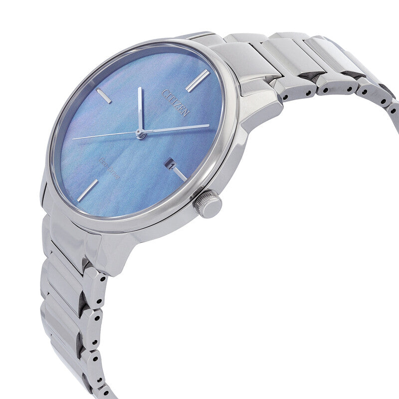 Citizen Eco-Drive Blue Mother Of Pearl Dial Stainless Steel Mens Watch