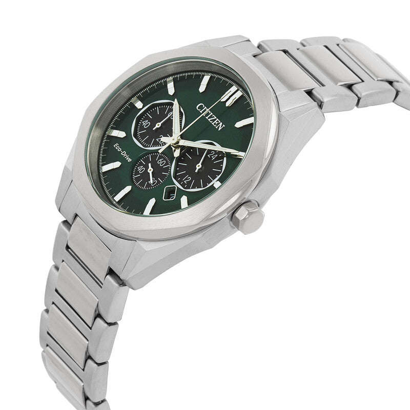 Citizen Eco-Drive Chronograph Green Dial Mens Watch