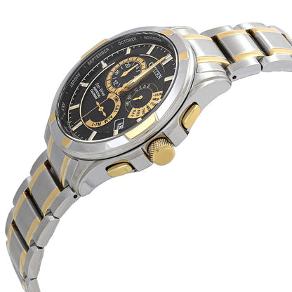 Citizen Eco-Drive Perpetual Alarm Black Dial Mens Watch