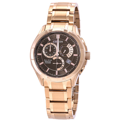 Citizen Eco-Drive Perpetual Gmt Brown Dial Mens Watch