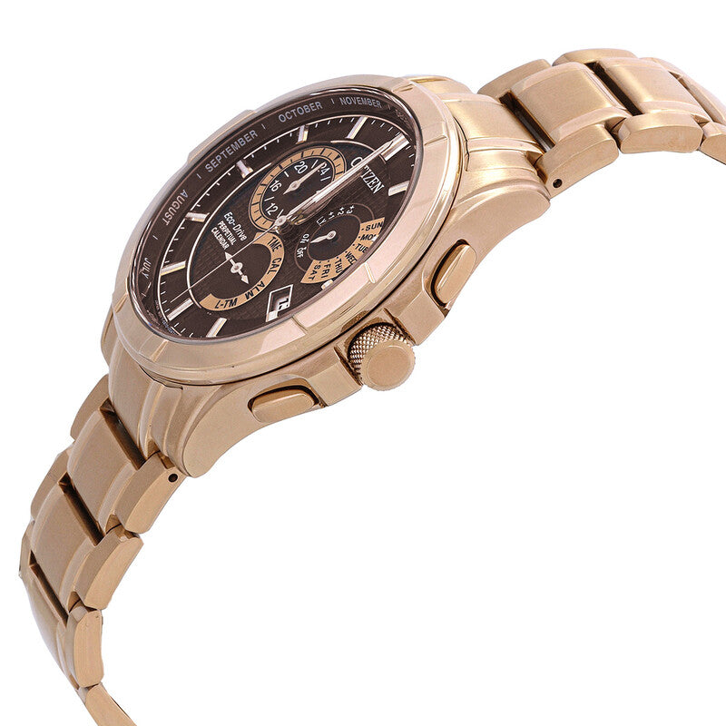 Citizen Eco-Drive Perpetual Gmt Brown Dial Mens Watch