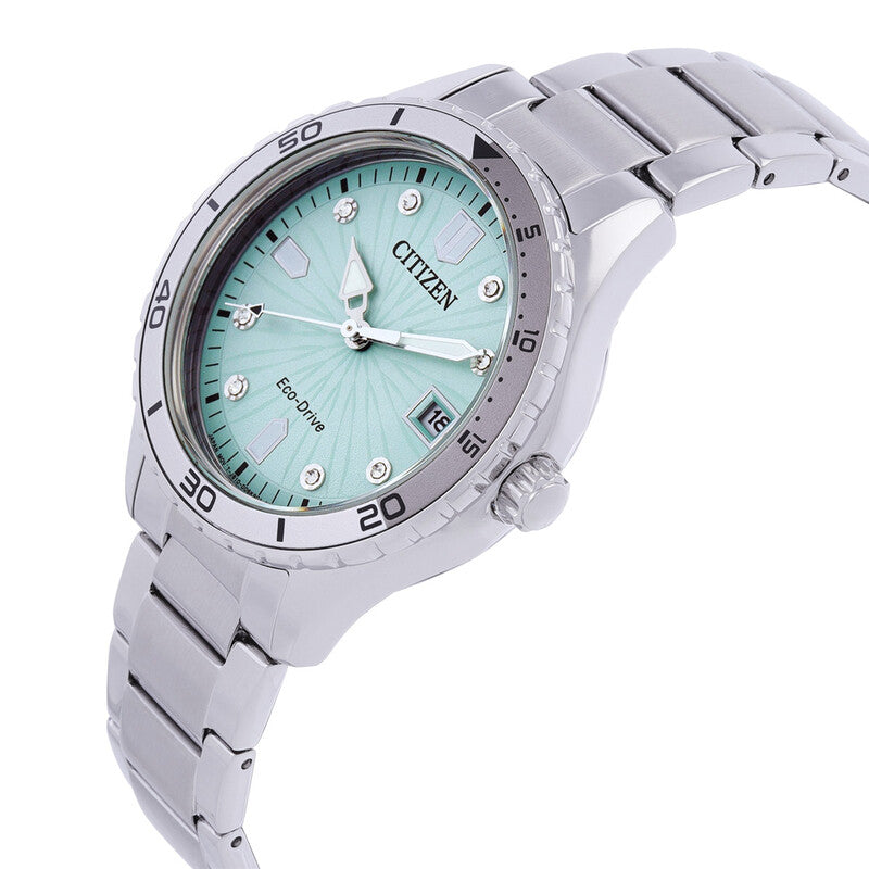 Citizen Marine Lady Crystal Eco-Drive Green Dial Watch