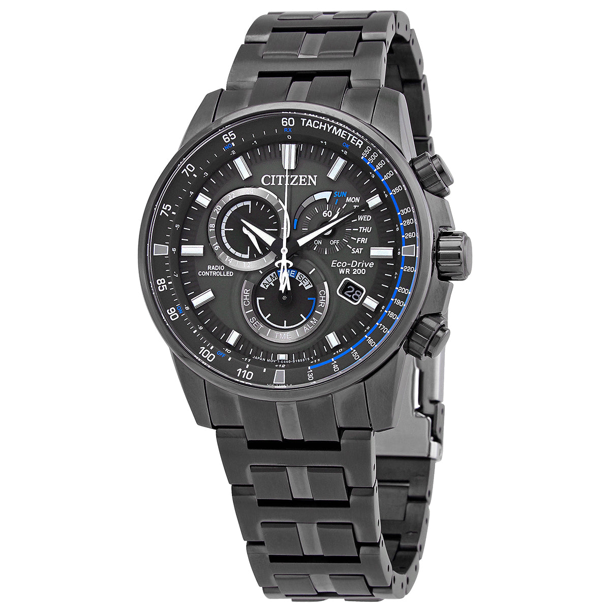Citizen Pcat Radio Controlled Chronograph Black Dial Mens Watch