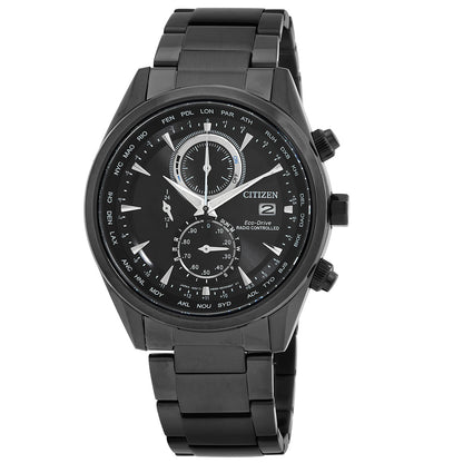 Citizen Perpetual Alarm World Time Chronograph Gmt Black Dial Mens Watch