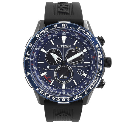 Citizen Promaster Air A-T Perpetual Alarm World Time Chronograph Gmt Blue Dial Mens Watch