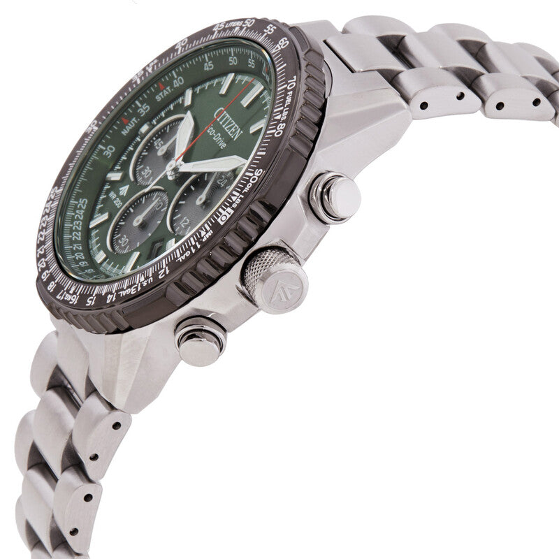 Citizen Promaster Navihawk Chronograph Khaki Green Dial Mens Watch