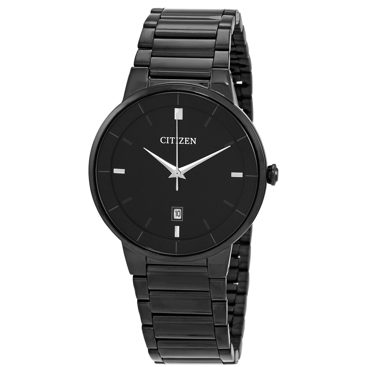 Citizen Quartz Black Dial Black-Plated Mens Watch