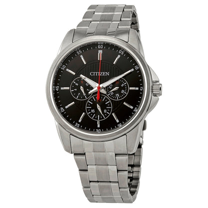 Citizen Quartz Black Dial Stainless Steel Mens Watch