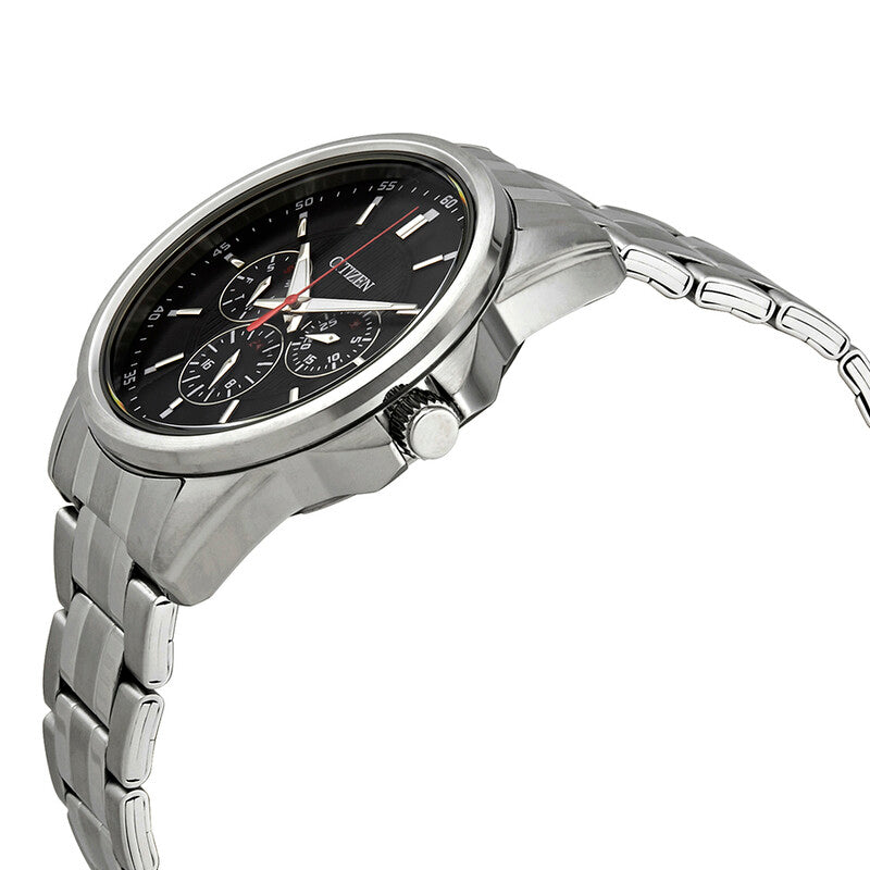 Citizen Quartz Black Dial Stainless Steel Mens Watch