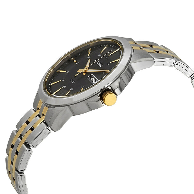 Citizen Quartz Black Dial Two-Tone Mens Watch