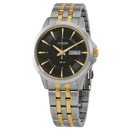 Citizen Quartz Black Dial Two-Tone Mens Watch
