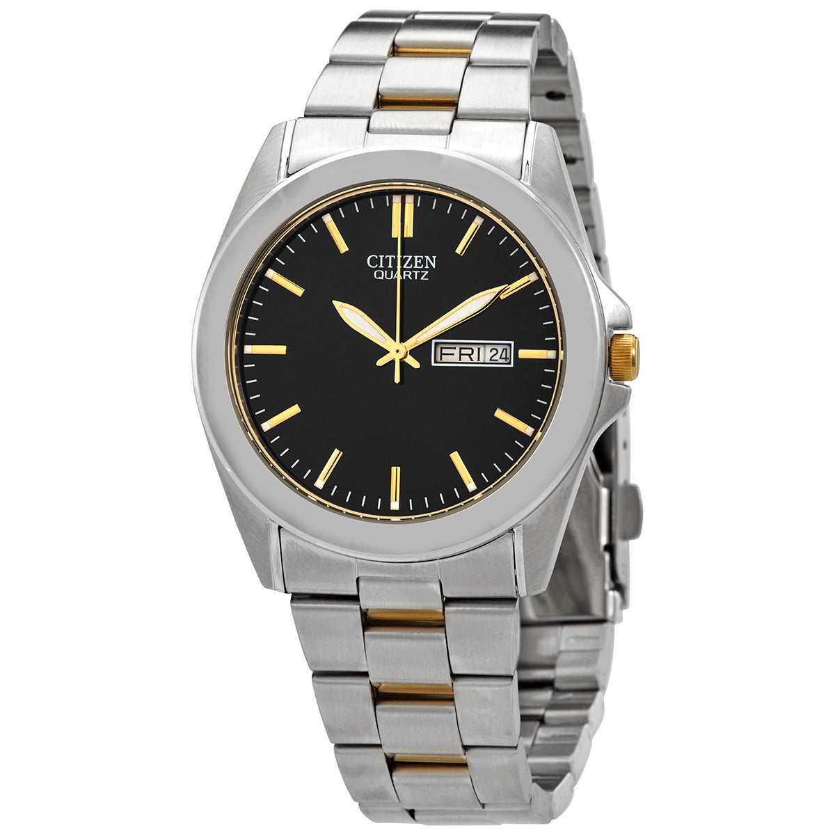 Citizen Quartz Black Dial Two-Tone Mens Watch