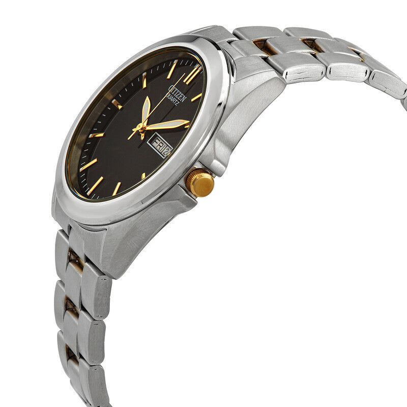 Citizen Quartz Black Dial Two-Tone Mens Watch