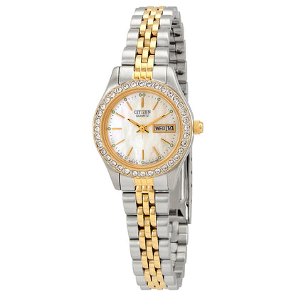 Citizen Quartz Crystal Mother Of Pearl Dial Women's Watch
