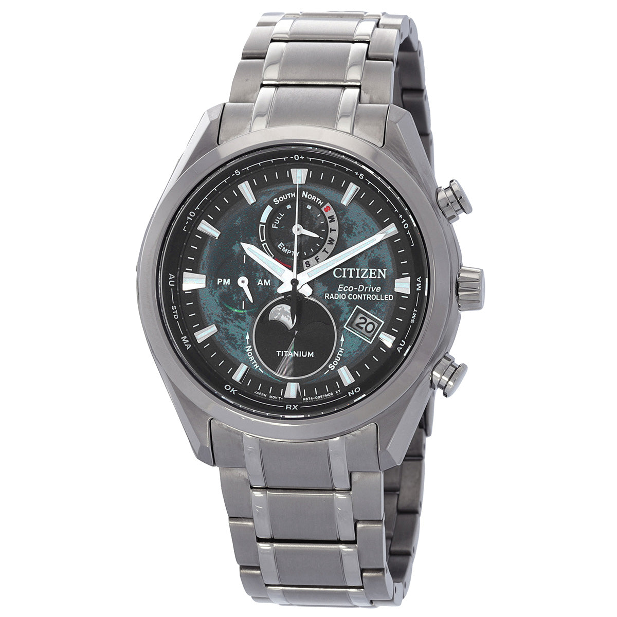 Citizen Radiocontrolado Perpetual Chronograph Quartz Green Dial Mens Watch