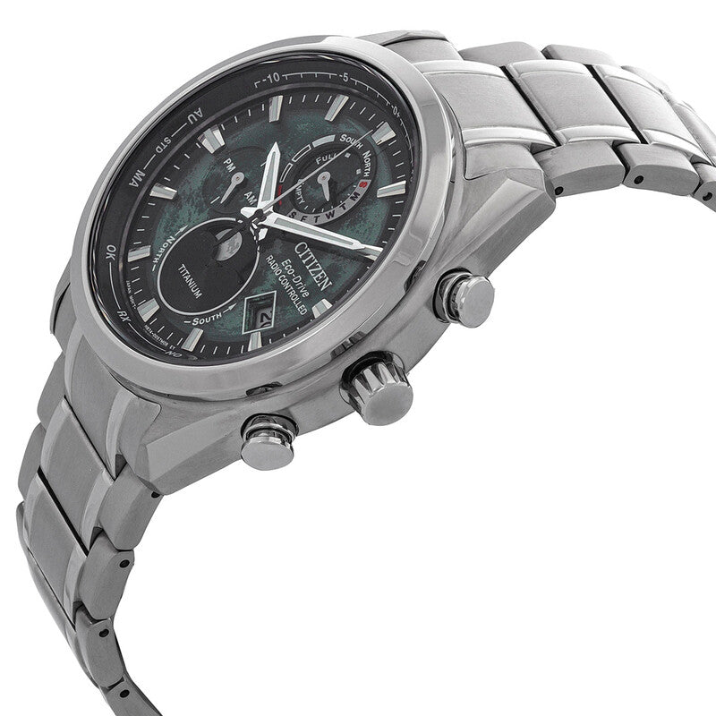 Citizen Radiocontrolado Perpetual Chronograph Quartz Green Dial Mens Watch