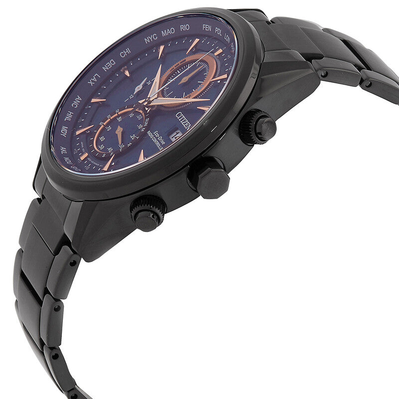 Citizen Radio-Controlled World Time Chronograph Blue Sunray Dial Mens Watch