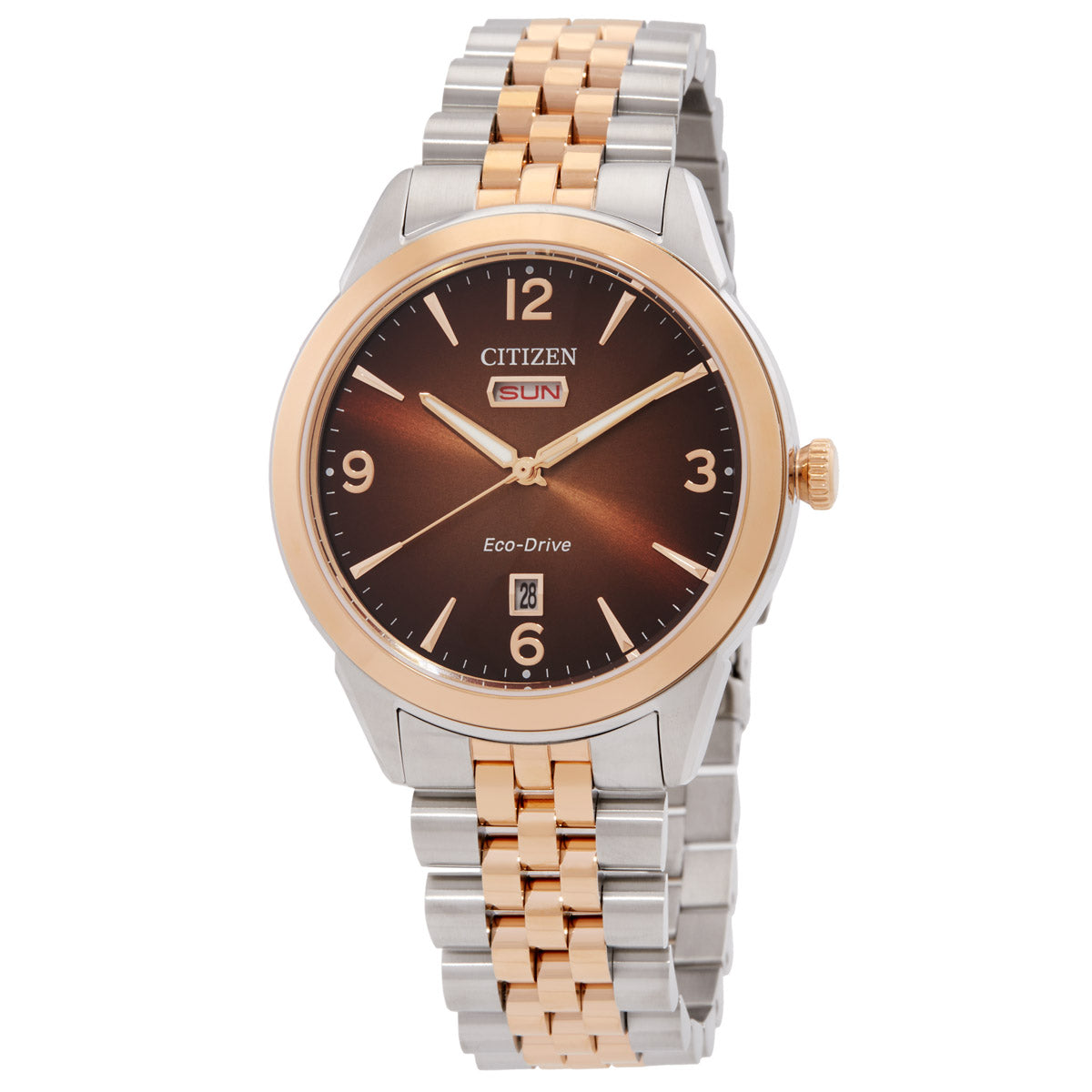 Citizen Rolan Eco-Drive Brown Dial Two-Tone Mens Watch