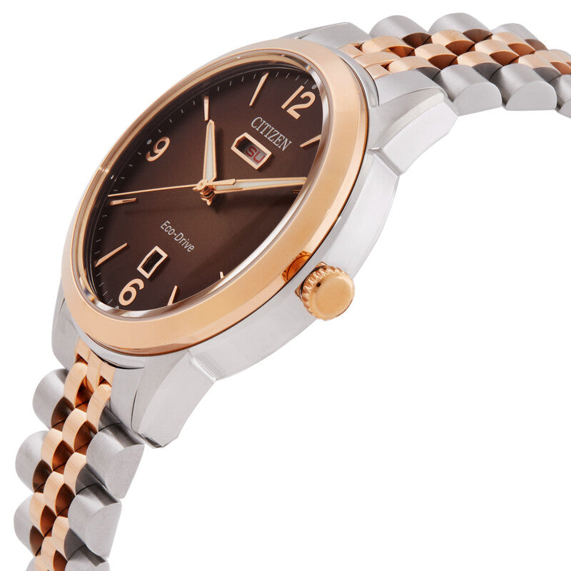 Citizen Rolan Eco-Drive Brown Dial Two-Tone Mens Watch