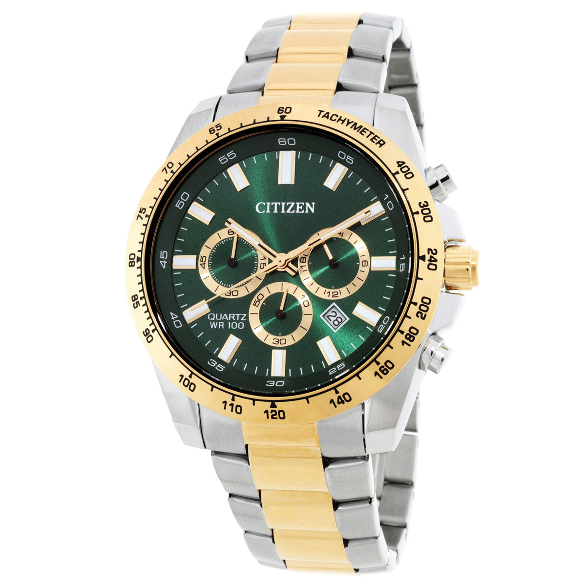 Citizen Sports Chronograph Quartz Green Dial Mens Watch