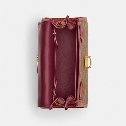 Coach Sammy Top Handle Bag 21 In Signature Canvas Brass Tan Rust