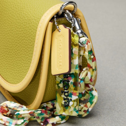 Coach Wavy Dinky Bag In Coachtopia Leather Lime Green Sunflower