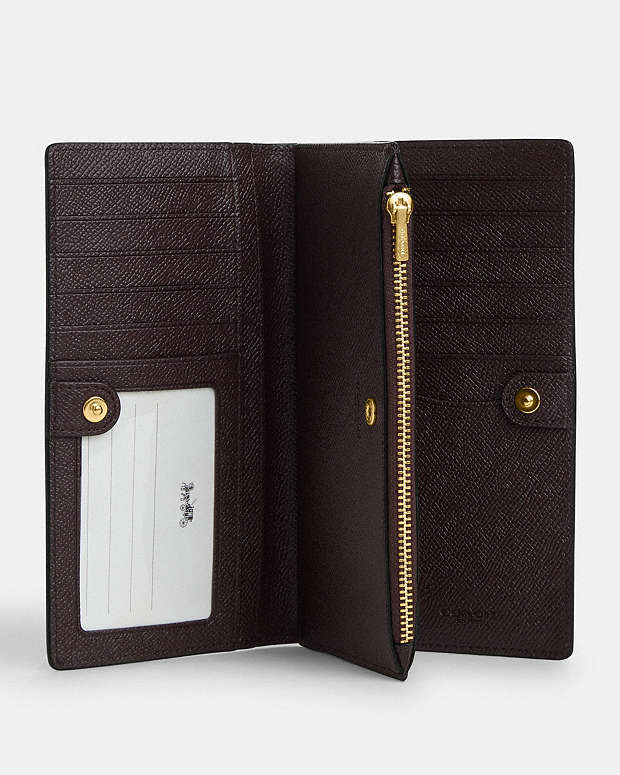 Slim Zip Wallet Crossgrain Leather-Gold-Black Crossgrain Leather-Gold-Black