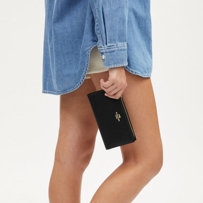 Coach Slim Zip Wallet Gold Black