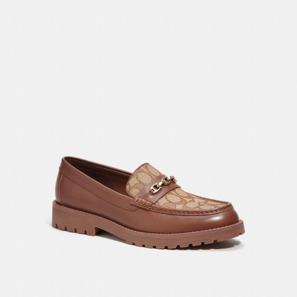 Coach Brooks Loafer In Signature Jacquard Khaki Dark Saddle
