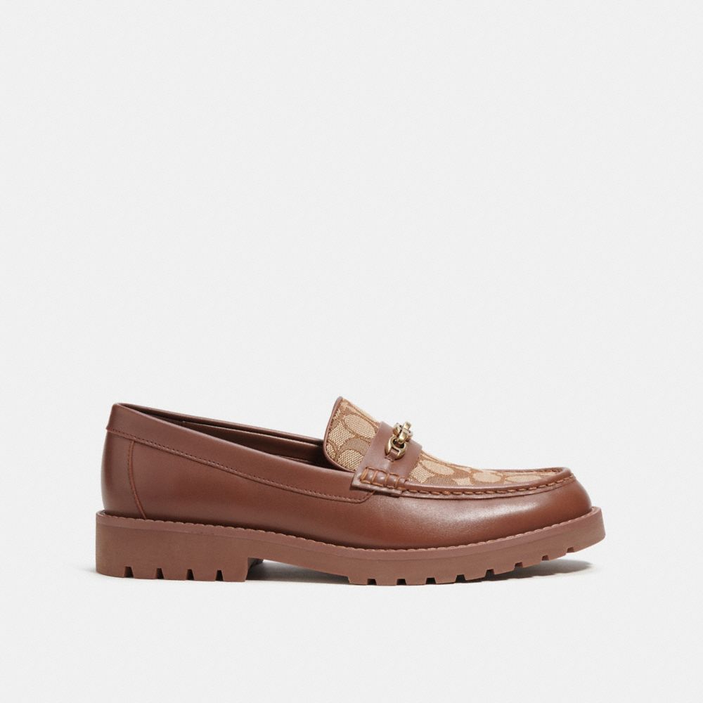 Coach Brooks Loafer In Signature Jacquard Khaki Dark Saddle