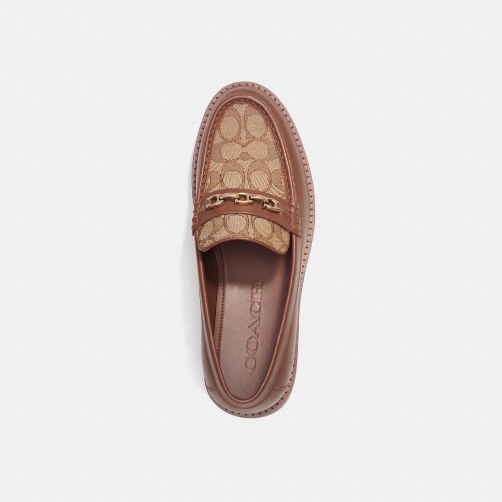 Coach Brooks Loafer In Signature Jacquard Khaki Dark Saddle